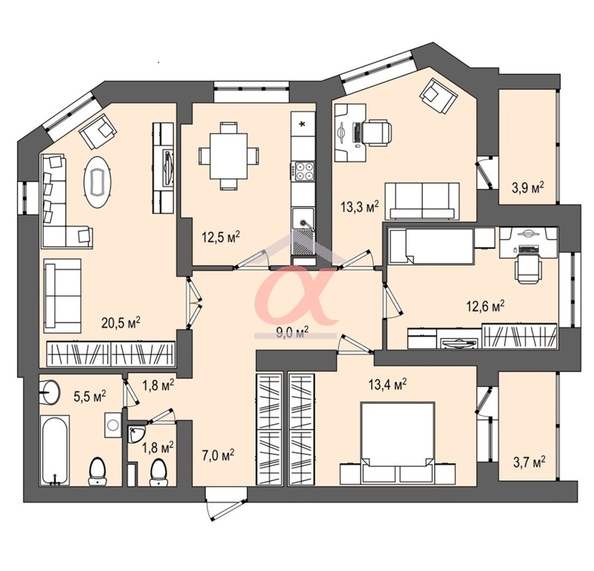 
   Продам 4-комнатную, 101 м², Космическая ул, 2Б

. Фото 13.