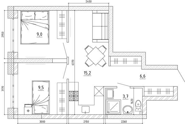 
   Продам 2-комнатную, 44.3 м², Уютный квартал, дом 1

. Фото 3.