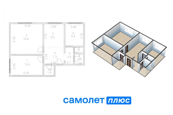 
   Продам 3-комнатную, 64.2 м², Молодежный пр-кт, 9

. Фото 25.