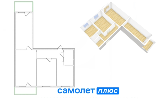 
   Продам 3-комнатную, 59.7 м², Ленинградский пр-кт, 40Б

. Фото 2.