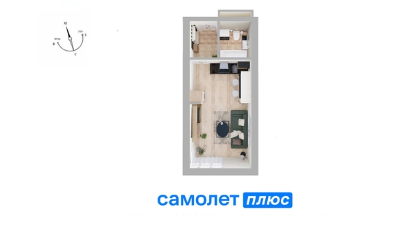 
   Продам студию, 28 м², Солнечный б-р, 10

. Фото 2.