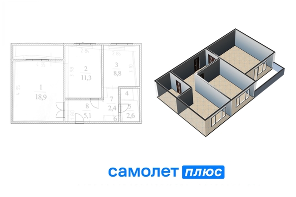 
   Продам 2-комнатную, 50.6 м², Тухачевского ул, 47Б

. Фото 2.