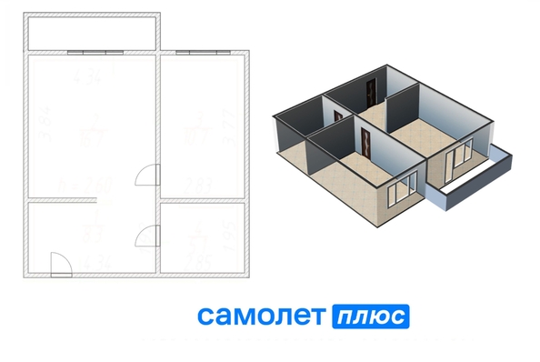 
  Продается 2-комн. квартира, 40.8 м², Космическая ул, д. 16/1
. Фото 6.