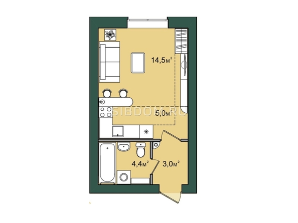 
   Продам 1-комнатную, 27.1 м², Строителей б-р, 73а

. Фото 1.