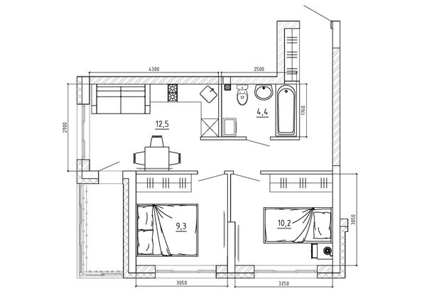 
  Продается 2-комн. квартира, 50.6 м², ЖК Парковый, дом 3 этап 1
. Фото 3.