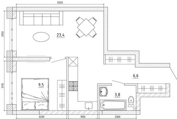 
  Продается 2-комн. квартира, 44.3 м², ЖК Уютный квартал, дом 1
. Фото 5.
