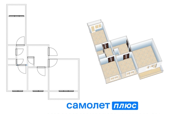 
  Продается 3-комн. квартира, 60.7 м², Московский пр-кт, д. 29
. Фото 2.
