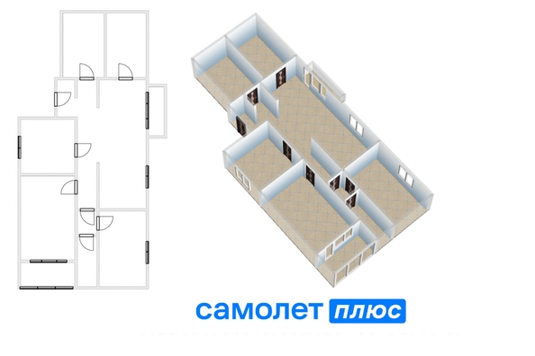
  Продается 4-комн. квартира, 96.4 м², Комсомольский пр-кт, д. 25
. Фото 1.