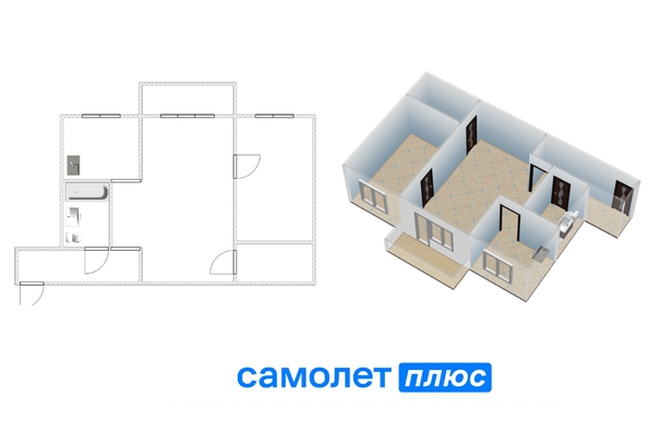 
  Продается 2-комн. квартира, 44.8 м², Кирова ул, д. 38
. Фото 2.