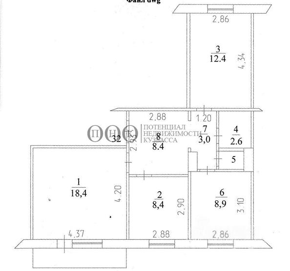 
  Продается 3-комн. квартира, 63 м², Молодежный пр-кт, д. 8
. Фото 20.