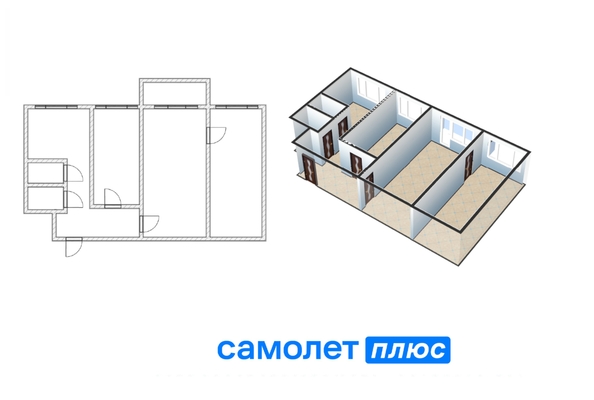 
  Продается 3-комн. квартира 57.6 м². Фото 2.