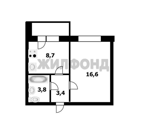 
   Продам 1-комнатную, 32.5 м², Тихвинская ул, 1

. Фото 15.