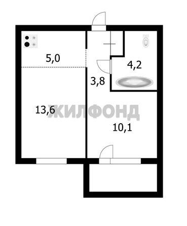 
   Продам 2-комнатную, 40 м², Октябрьская ул, 20

. Фото 13.