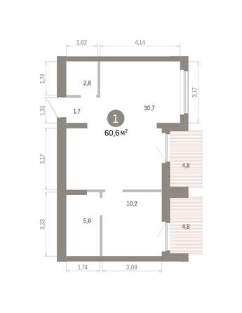 
  Продается 1-комн. квартира 60.55 м², в ЖК Пшеница, 6.1. Фото 1.