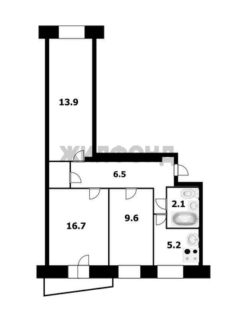 
  Продается 3-комн. квартира, 55.3 м², Челюскинцев ул, д. 44
. Фото 17.