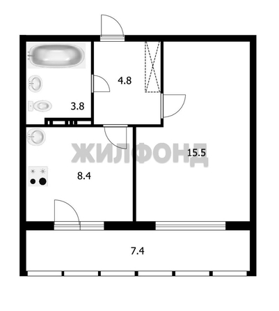 
  Продается 1-комн. квартира, 32.6 м², ЖК Родина, дом 2
. Фото 4.