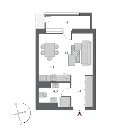
  Продается студия, 28.2 м², ЖК Беринг, дом 2
. Фото 1.