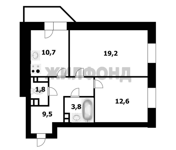 
   Продам 2-комнатную, 57.6 м², Фрунзе ул, 20

. Фото 22.