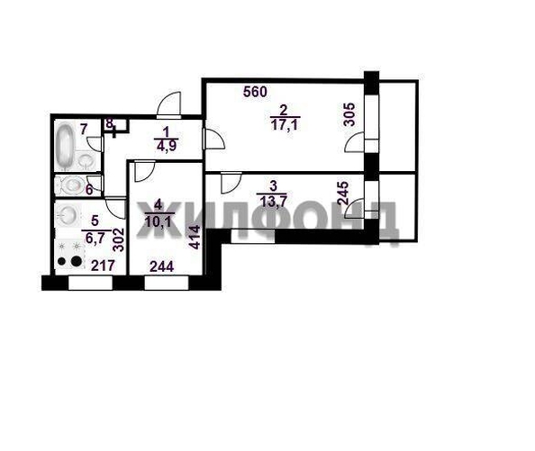 
   Продам 3-комнатную, 56.5 м², Бориса Богаткова ул, 194/2

. Фото 23.