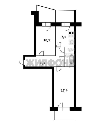 
  Продается 2-комн. квартира, 46.8 м², Киевская ул, д. 23
. Фото 1.