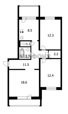 
   Продам 3-комнатную, 68.2 м², Горский мкр, 5

. Фото 11.