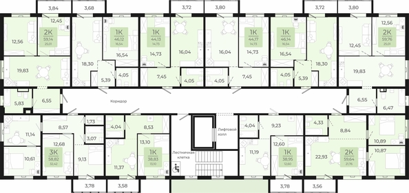 
  Продается 2-комн. квартира, 59.64 м², ЖК Новый парк, II этап дом 2
. Фото 1.