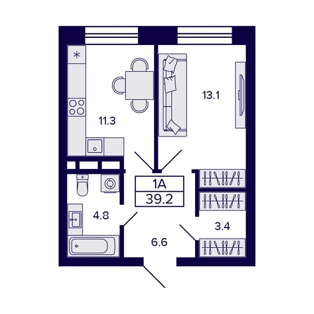 
  Продается 1-комн. квартира, 39.2 м², ЖК Citatum (Цитатум)
. Фото 1.