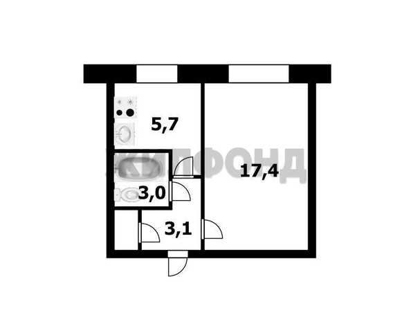 
   Продам 1-комнатную, 30 м², Бориса Богаткова ул, 256

. Фото 1.
