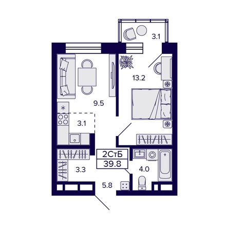 
  Продается 2-комн. квартира, 39.8 м², ЖК Citatum (Цитатум)
. Фото 1.