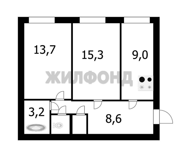 
   Продам 2-комнатную, 53.6 м², Дзержинского пр-кт, 3

. Фото 12.