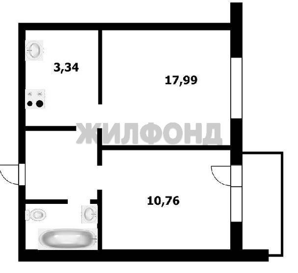 
   Продам 2-комнатную, 43.3 м², Курчатова ул, 18

. Фото 1.