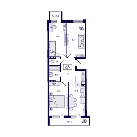 
   Продам 3-комнатную, 82 м², Коминтерна ул

. Фото 1.