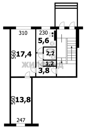 
   Продам 2-комнатную, 44 м², Сибирская ул, 31а

. Фото 1.