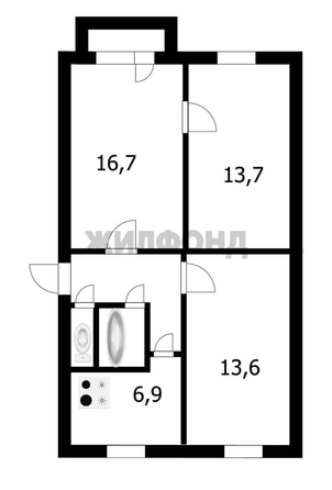 
  Продается 3-комн. квартира, 57.5 м², Олеко Дундича ул, д. 23/1
. Фото 2.