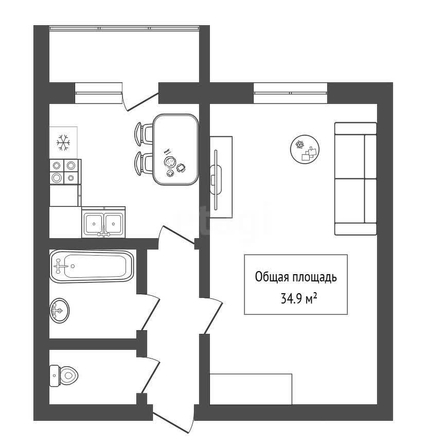 
  Продается 1-комн. квартира, 34.9 м², Петухова ул, д. 6/4
. Фото 1.
