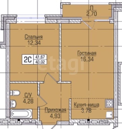 
  Продается 1-комн. квартира, 43 м², ЖК Цивилизация, дом 1
. Фото 13.