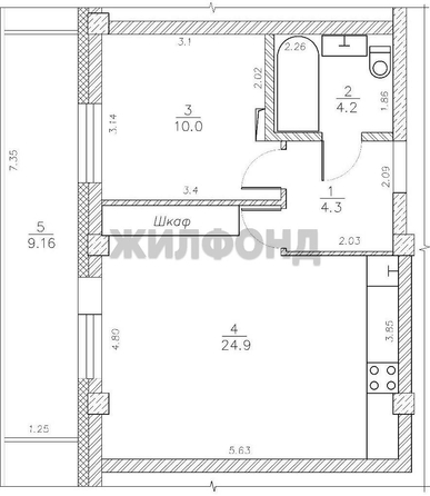 
  Продается 1-комн. квартира, 43.4 м², Шевченко ул, д. 11
. Фото 11.