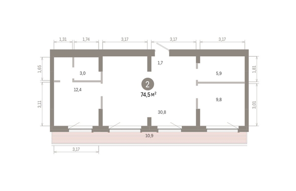 
  Продается 2-комн. квартира 74.5 м², в ЖК Лебедевский квартал, д 1. Фото 3.