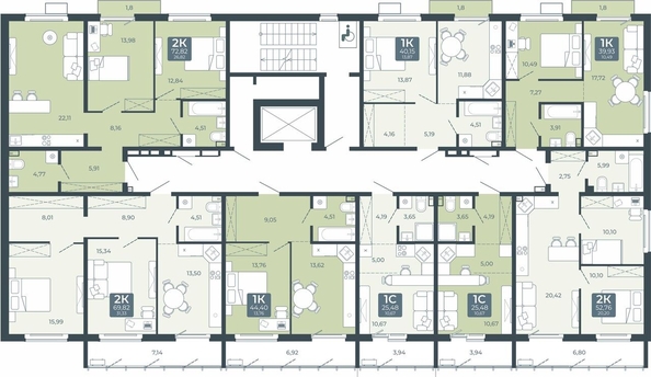 
  Продается 2-комн. квартира, 52.76 м², ЖК Дом в Мичуринском, корпус 2.3
. Фото 1.