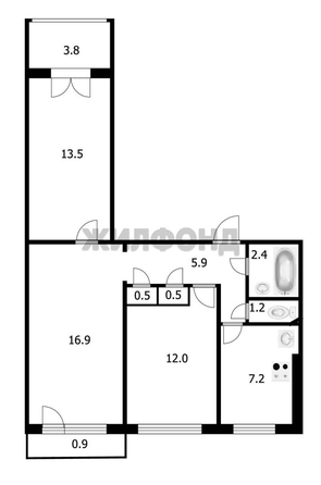 
  Продается 3-комн. квартира, 60 м², Петухова ул, д. 122
. Фото 18.