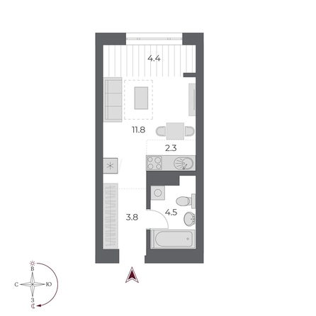 
  Продается студия, 26.8 м², ЖК ОСКАР, дом 2
. Фото 1.