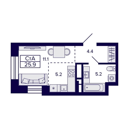 
  Продается студия, 25.9 м², ЖК Citatum (Цитатум)
. Фото 1.