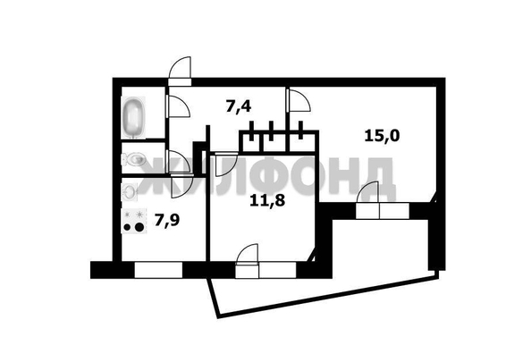 
  Продается 2-комн. квартира, 51.2 м², Рассветная ул, д. 2/2
. Фото 24.