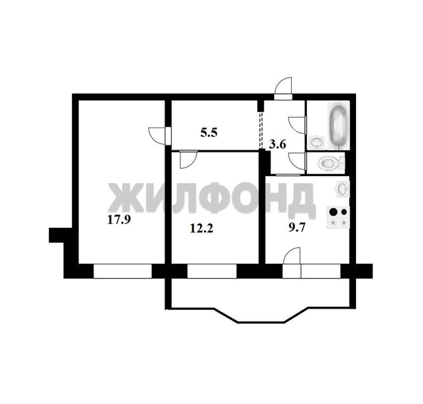 
  Продается 2-комн. квартира, 52.5 м², Краузе ул, д. 19
. Фото 9.