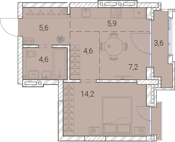 
  Продается 1-комн. квартира, 45.7 м², ЖК Тайм Сквер
. Фото 19.