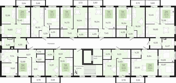 
  Продается 2-комн. квартира, 59.14 м², ЖК Новый парк, II этап дом 2
. Фото 1.