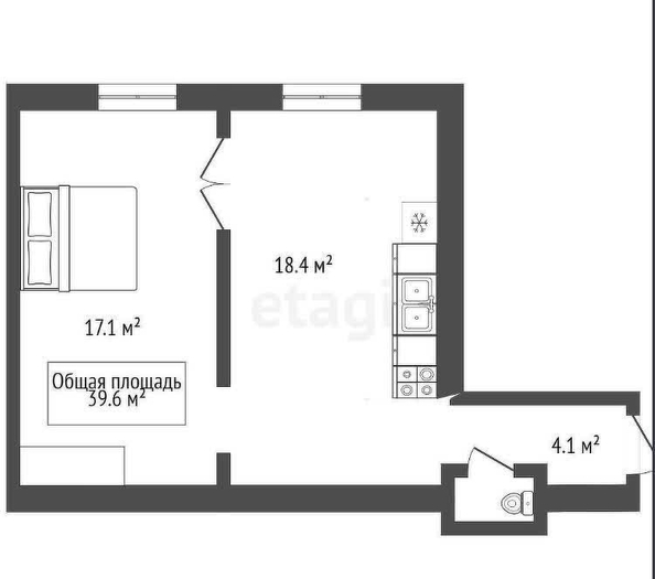 
  Продается 1-комн. квартира, 39.6 м², Военного городка тер, д. 56
. Фото 2.
