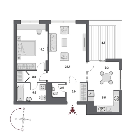 
  Продается 2-комн. квартира, 70 м², ЖК Дом Нобель
. Фото 1.