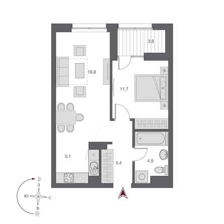 
  Продается 2-комн. квартира, 47.8 м², ЖК Дом Нобель
. Фото 1.
