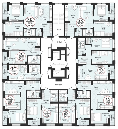 
  Продается 3-комн. квартира, 74.2 м², ЖК Одоевский, дом 3
. Фото 1.